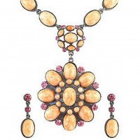 Necklace & Earrings Set – 12 Faux Stone Necklace + Earrings Set - NE-WNE260BE