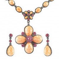 Necklace & Earrings Set – 12 Faux Stone Necklace + Earrings Set - NE-WNE261BE