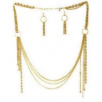 Necklace & Earrings Set – 12 Multi Gold Chain NE+ER Set - NE-WNE414