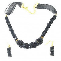 Necklace & Earrings Set – 12 Black Onyx Beaded W/Lace NE+ER Set - NE-WNE424