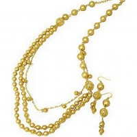 Necklace & Earrings Set – 12 Multi Chain Gold Tone Balls NE+ER Set - NE-WNE429