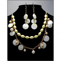 Necklace & Earrings Set – 12 Pearl w/ Shell Beaded NE+ER Set - NE-WNE496