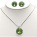 Necklace & Earrings Set – 12 Roundelle Crystal Necklace & Post Earrings Set - Peridot -NE-40007S-PE