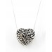 Necklace – 12 PCS Casting Silver Filigree Heart Charm  Necklace with White Jade Accent - NE-P5384