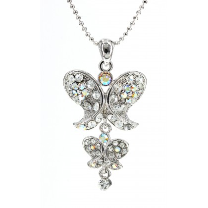 Necklace – 12 PCS Animal - Butterfly - Swarovski Crystal Butterfly Necklace - Clear - NE-2370CL
