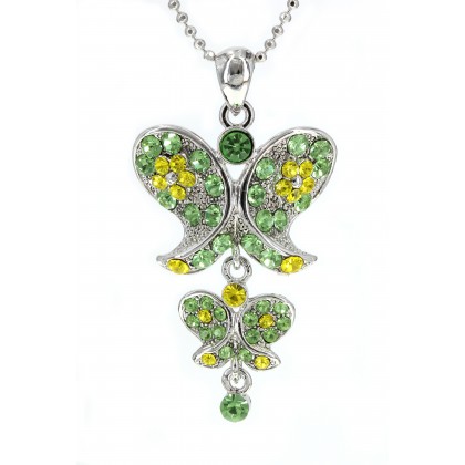 Necklace – 12 PCS Animal - Butterfly - Swarovski Crystal Butterfly Necklace - Green - NE-2370GN