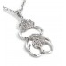 Necklace – 12 PCS T-Bear Charm w/ Crystals Necklace - Rhodium Plating - Clear - NE-N4393CL