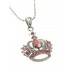 Necklace – 12 PCS Rhinestone Crown Charm Necklaces - Pink Color - NE-JN0180pk