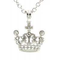Necklace – 12 PCS Rhinestone Crown Charms Necklaces - Clear Color - NE-JVSN7970CL