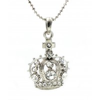 Necklace – 12 PCS Rhinestone Crown Charms Necklaces - Clearc Color - NE-JVSN8153CL