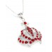 Necklace – 12 PCS Rhinestone Crown - Rhodium Plating - Red Colors - NE-N3044RD