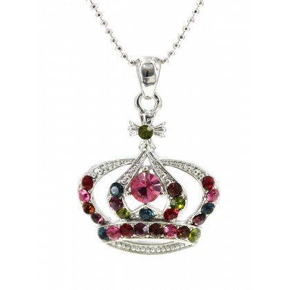 Necklace – 12 PCS Swarovski Crystal Crown Charm - Medium Size - Multi -NE-N3329MT
