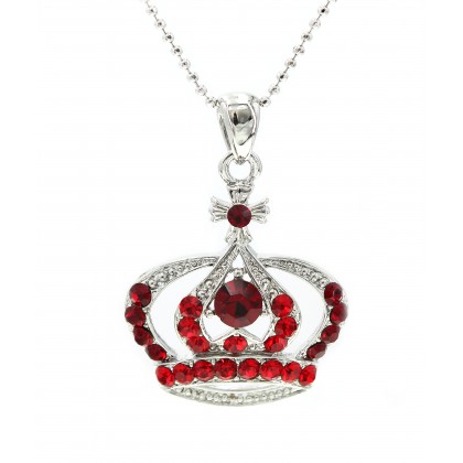Necklace – 12 PCS Swarovski Crystal Crown Charm - Medium Size - Red - NE-N3329RD