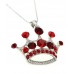 Necklace – 12 PCS Rhinestone Crown - Rhodium Plating - Made in Korea - Red - NE-N5382RD