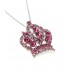 Necklace – 12 PCS Rhinestone Crown - Rhodium Plating - Made in Korea - Pink - NE-N5528PK