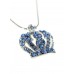 Necklace – 12 PCS Rhinestone Crown - Rhodium Plating - Made in Korea - Blue - NE-NL6654BL
