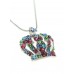 Necklace – 12 PCS Rhinestone Crown - Rhodium Plating - Made in Korea - Multi Colors - NE-NL6654MT