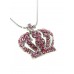 Necklace – 12 PCS Rhinestone Crown - Rhodium Plating - Made in Korea - Pink - NE-NL6654PK