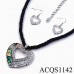 Necklace & Earrings Set – 12 Abalone Heart Charm Necklace & Earring Set - NE-ACQS1142