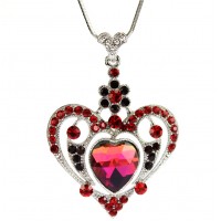 Necklace – 12 PCS Swarovski Crystal Heart Necklace - NE-N2653RD