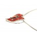 Necklace – 12 PCS Rhinestone Heart Charm w/CZ Necklace - Red - NE-TJ026RD