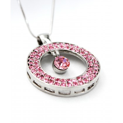 Necklace – 12 PCS Swarovski Crystal Necklace/ Loop - Pink -NE-2058PK