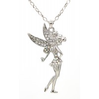 Necklace – 12 PCS Rhinestone Tinker Bell Charm Necklaces - Clear - NE-JN3343CL