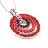 Necklace – 12 PCS Triple Loops Austrian Crystal Necklace - Red - NE-P1063RD