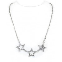 Necklace – 12 PCS Rhinestone Triple Stars Charms Necklaces - Clear - NE-JN4348CL