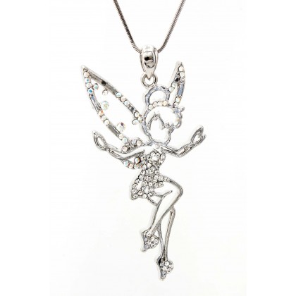 Necklace – 12 PCS Crystal Necklaces - Tinker Bell Charm - Clear - NE-N3090CL