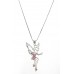 Necklace – 12 PCS Crystal Necklaces - Tinker Bell Charm - Pink - NE-N3090PK