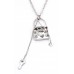 Necklace – 12 PCS Rhinestone Lock w/ Key - Rhodium Plating - Made in Korea - NE-N4288CL