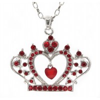Necklace – 12 PCS Swarovski Crystal Crown Charm - Red -Made in Korea - Red - NE-N4925RD