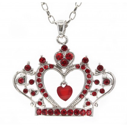 Necklace – 12 PCS Swarovski Crystal Crown Charm - Red -Made in Korea - Red - NE-N4925RD