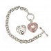 Bracelet – 12 PCS Crystal Heart Charm Bracelet - BR-JJB0021PK
