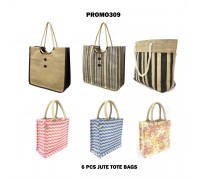 Discount Package: 6 Pieces Jute Totes Assorted Pack  - PROMO309