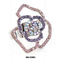 Ring – 12 PCS Austrian Crystal Rose Flower Rings  - Purple Color – RN-228PL