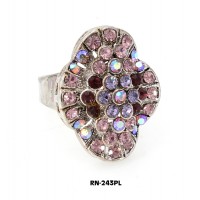Ring – 12 PCS Austrian Crystal  Rings  - Purple Color – RN-243PL