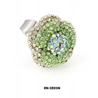 Ring – 12 PCS Austrian Crystal Flower Rings  - Green Color – RN-282GN