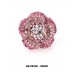 Ring – 12 PCS Austrian Crystal Flower Rings  - Pink Color – RN-282PK