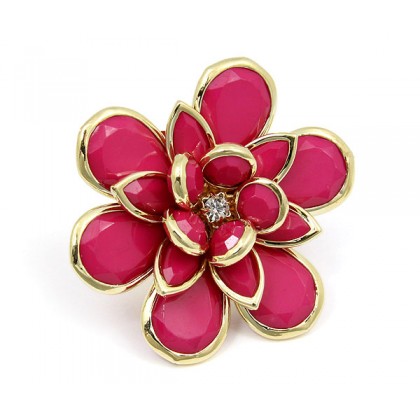 Ring – 12 PCS Finger Rings, AdustableFloral, Fuchsia – RN-R30096FU