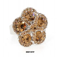 Ring – 12 PCS Austrian Crystal Flower Rings  - Taupe Color – RN-R6014TP