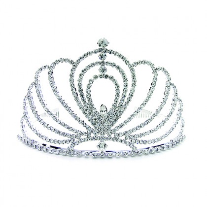 Tiara - 12 PCS w/ Side Comb - Clear Crystal Stones – TA-60184