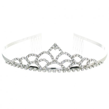 Tiara - 12 PCS w/ Side Comb - Clear Crystal Stones – TA-60449CR-S