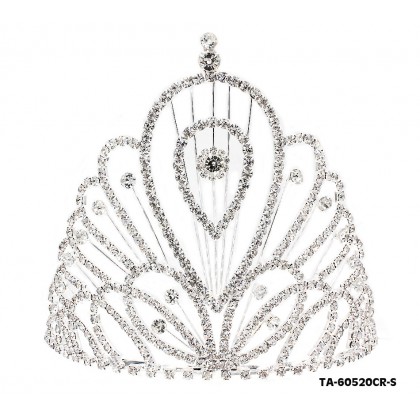 Tiara - 12 PCS w/ Side Comb - Clear Crystal Stones – TA-60520CR-S