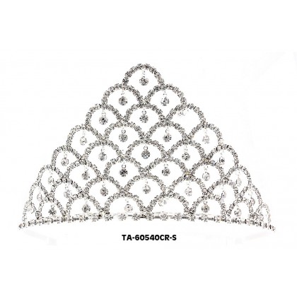 Tiara - 12 PCS w/ Side Comb - Clear Crystal Stones – TA-60540CR-S