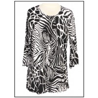 12 PCS Merrow Top with 3/4 Sleeve, Zebra/Giraffe Print – Black & White - ATP-MT9507