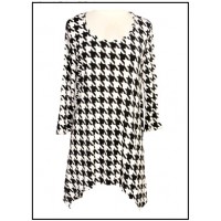 12 PCS Tunics Tops with 3/4 Sleeves, Houndstooth Print – Black & White- ATP-TT8704
