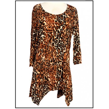 12 PCS Tunics Tops with 3/4 Sleeves, Leopard Print - Brown - ATP-TT8706