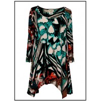 12 PCS Tunics Tops with 3/4 Sleeves, Abstract Print – Multi - ATP-TT8714
